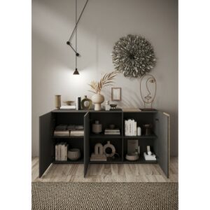 mMadia Credenza VENUS 3 Ante colore titanio e rovere 2