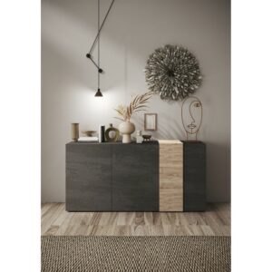 mMadia Credenza VENUS 3 Ante colore titanio e rovere