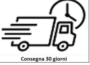 furgone colore nero con scritta Consegna 30 giorni nera e sfondo bianco